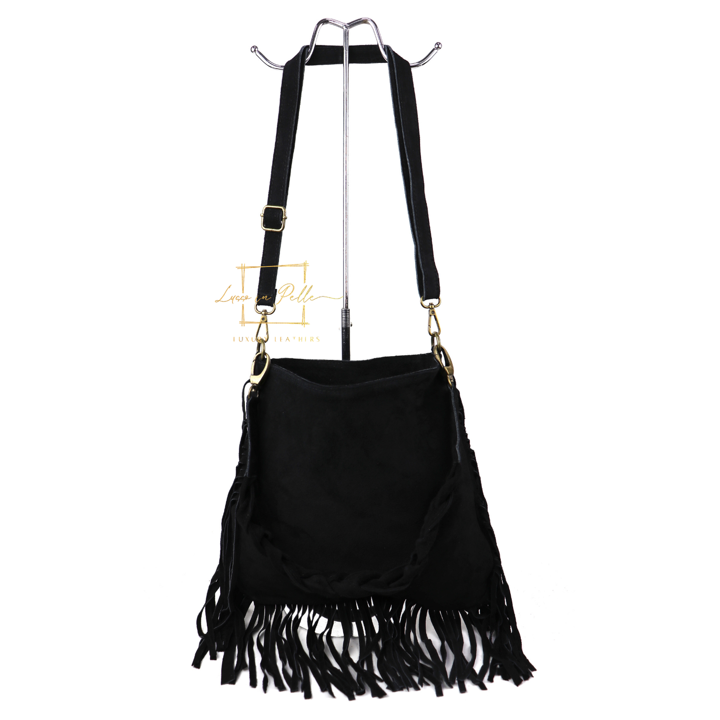 Marina Suede Shoulder & Crossbody Bag with Fringe