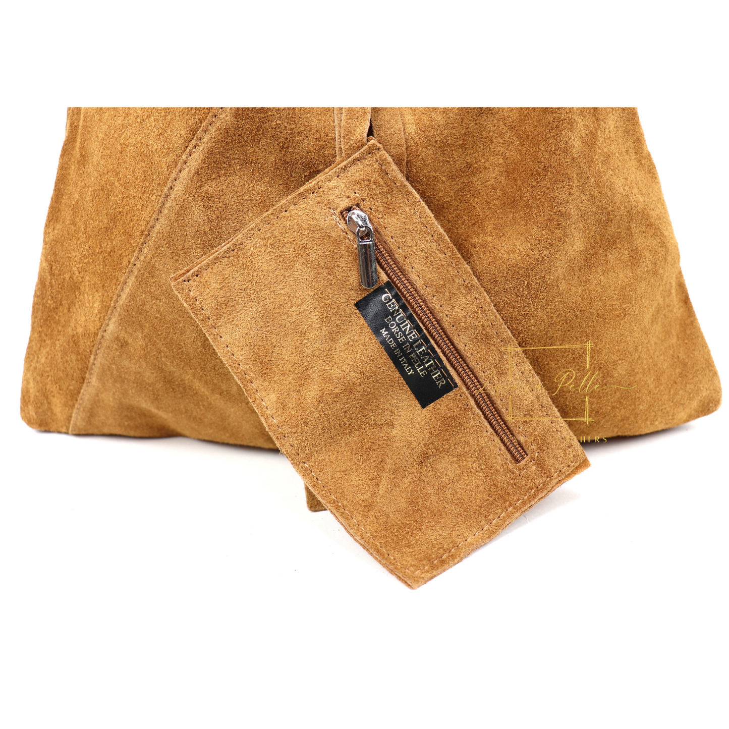 Milano Italian Suede Slouch Hobo Bag with Tan Leather Handle
