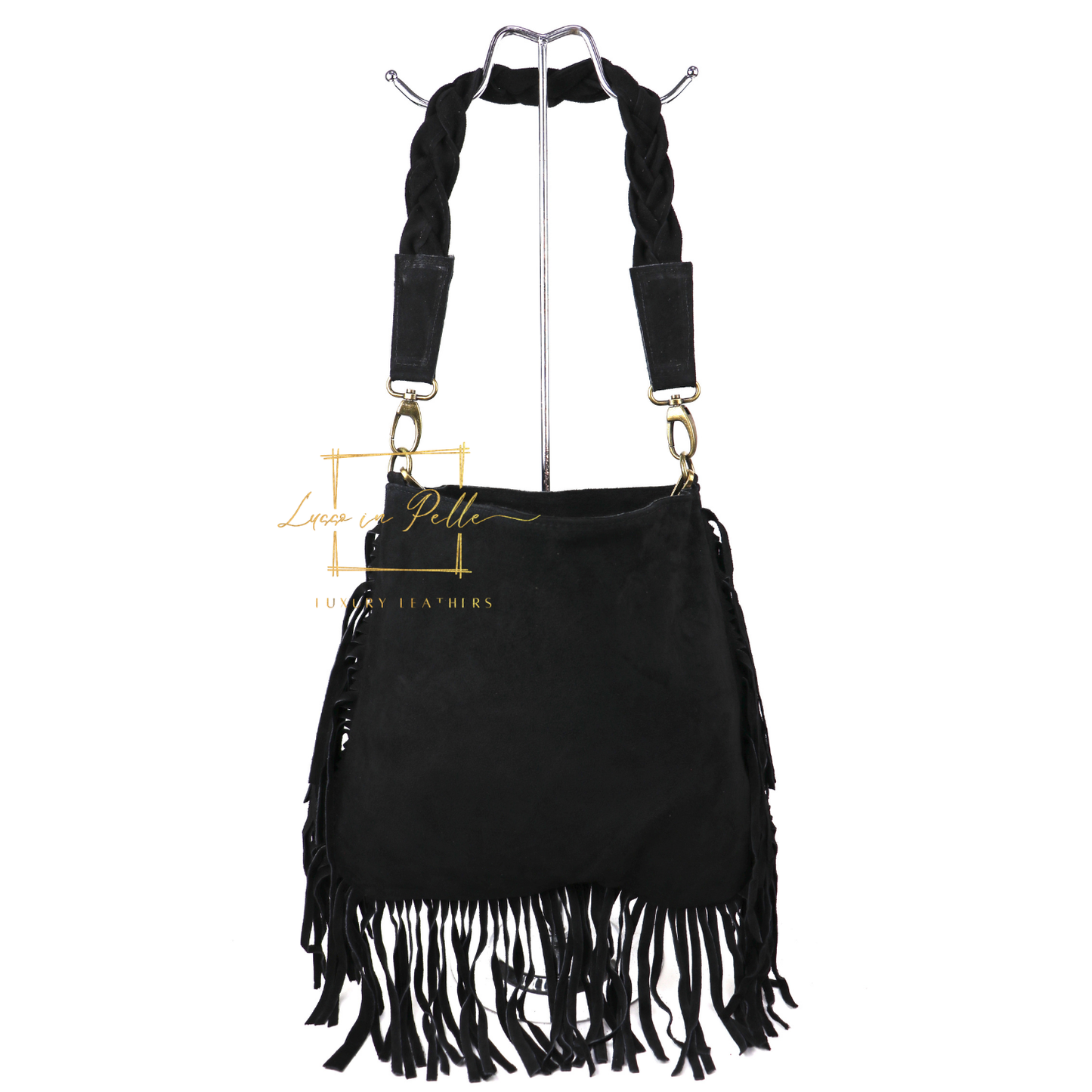Marina Suede Shoulder & Crossbody Bag with Fringe