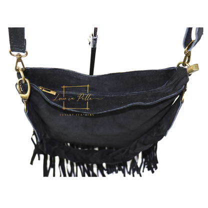 Marina Suede Shoulder & Crossbody Bag with Fringe