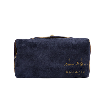 Genuine Suede Mini Top Handle Bag with Bamboo Twist Lock & Chain Strap