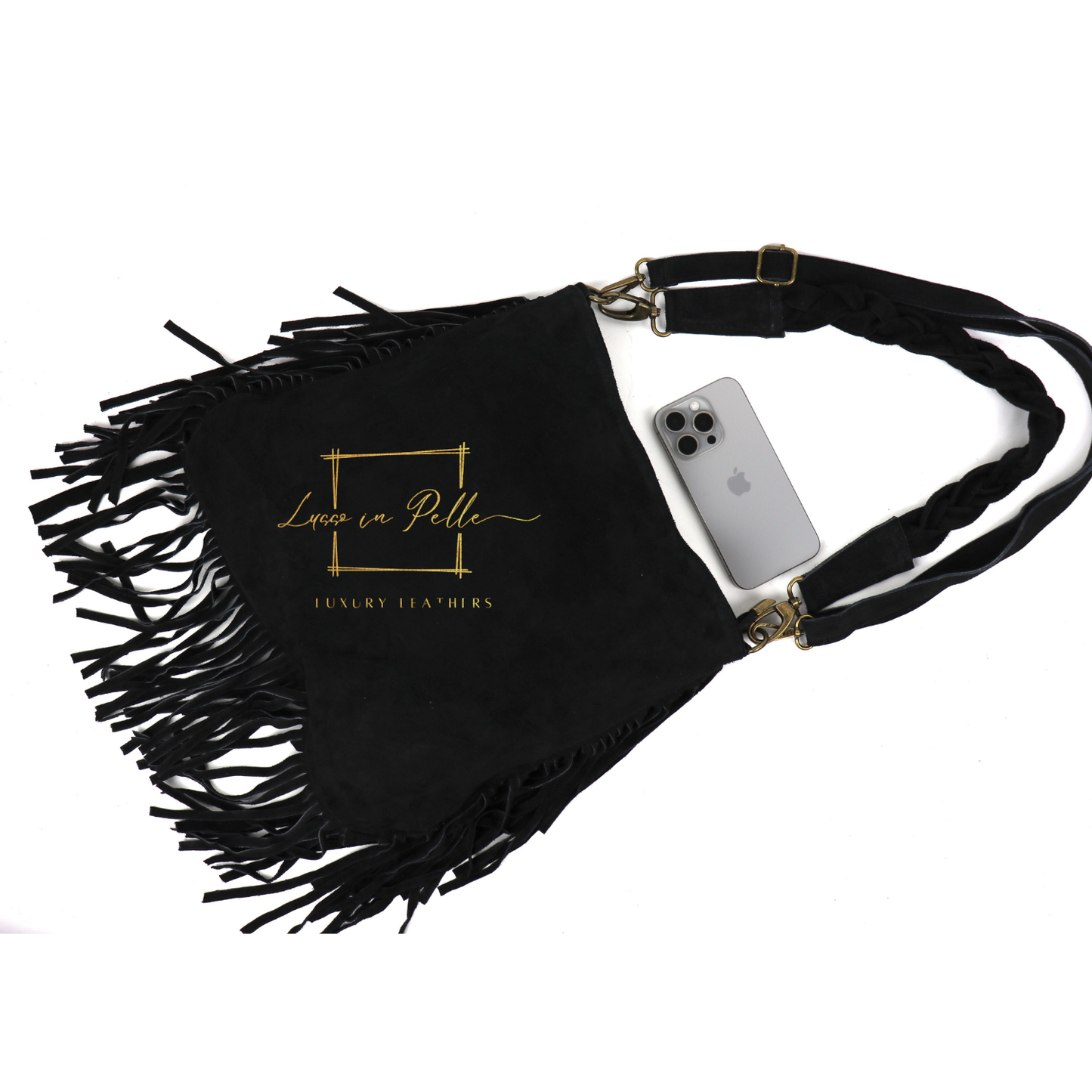 Marina Suede Shoulder & Crossbody Bag with Fringe