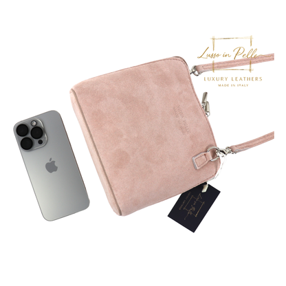Ella Small Square Suede Crossbody Bag with Detachable Straps