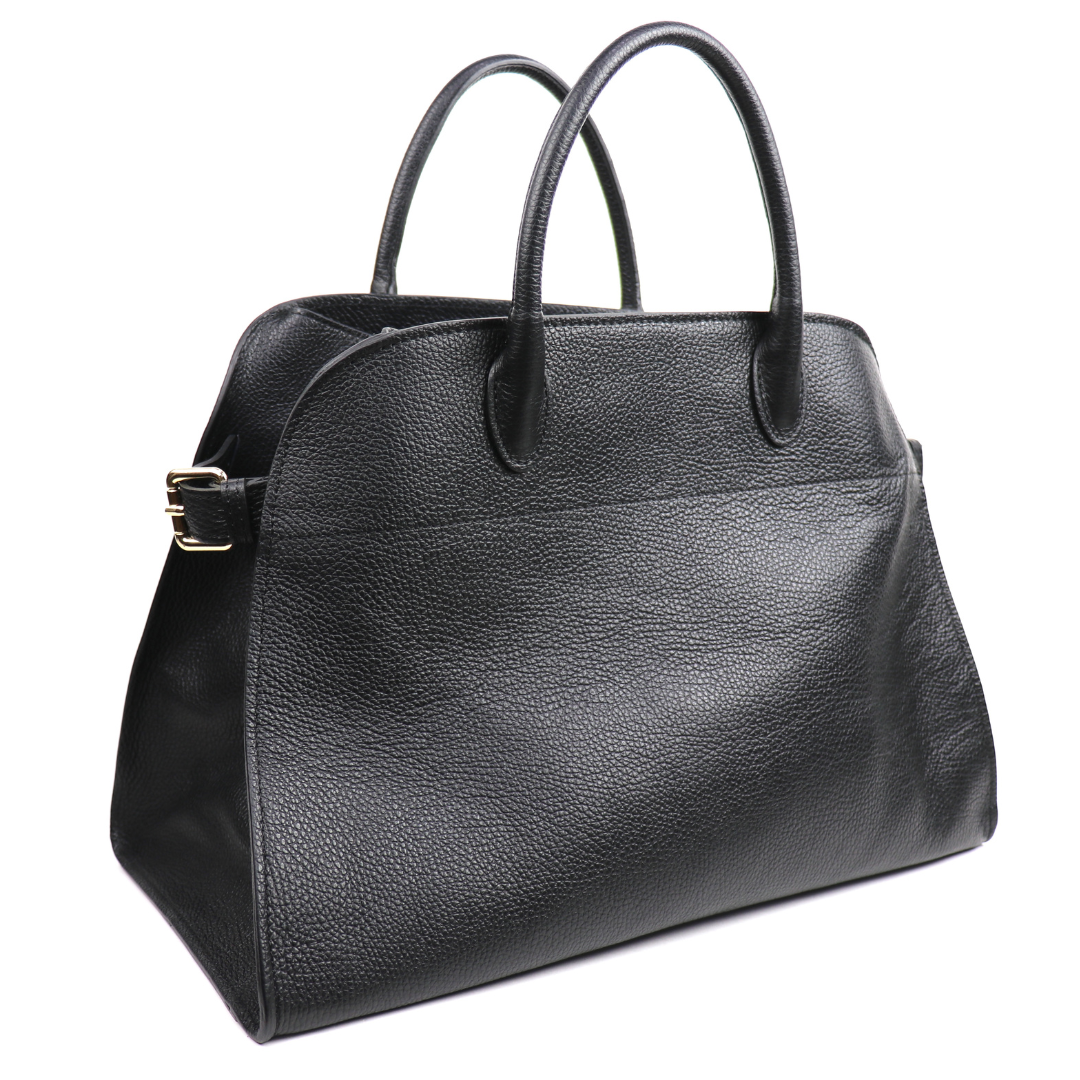 Large Buckled Leather Tote Bag