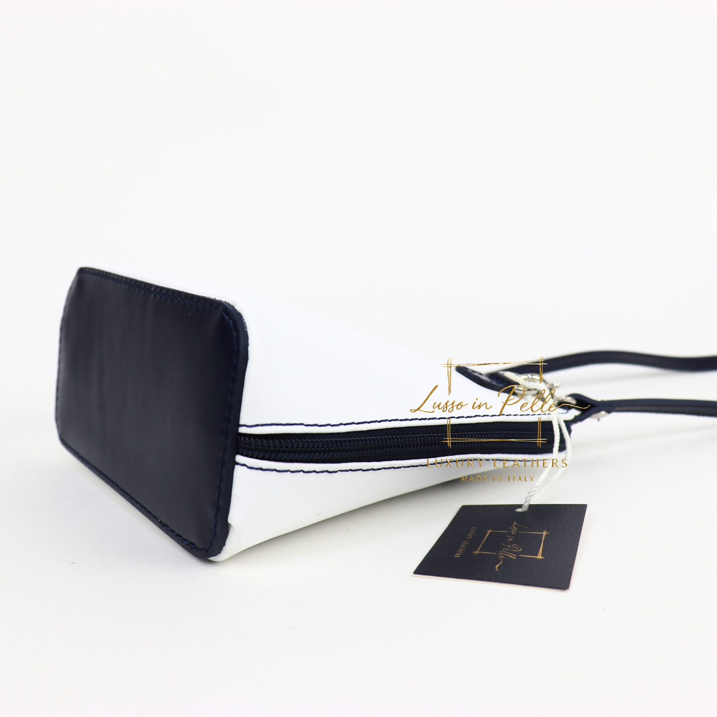 Ella Small Two-Tone Genuine Italian Leather Handbag with Detachable Straps