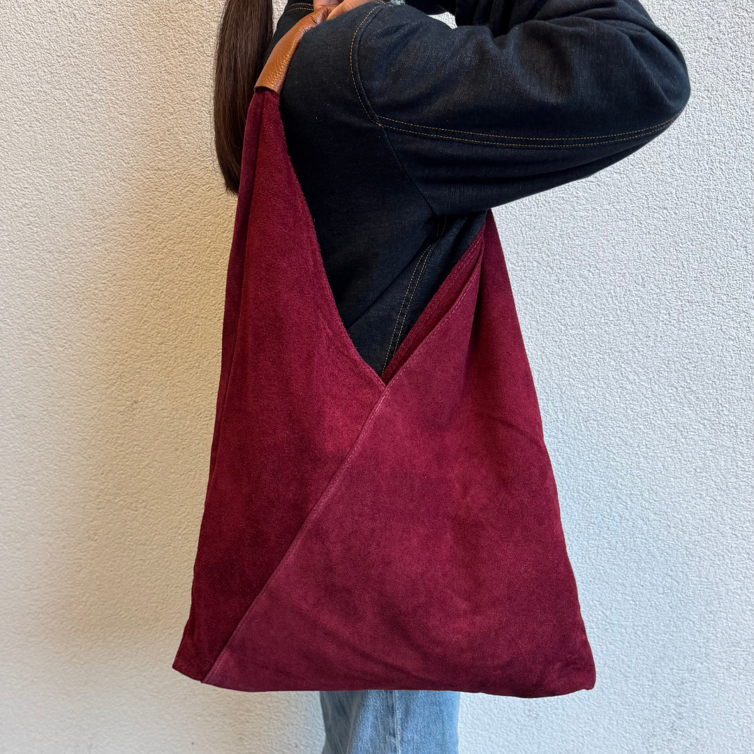 Large Genuine Italian Suede Tote Bag