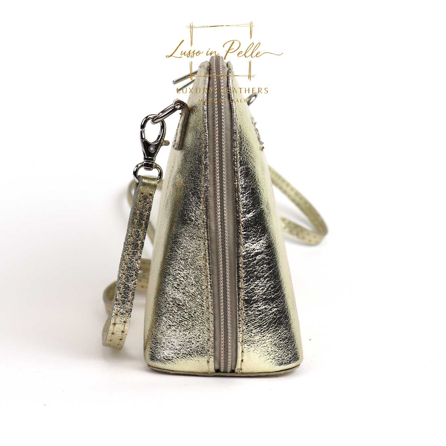 Ella Small Metallic Genuine Italian Leather Handbag with Detachable Straps