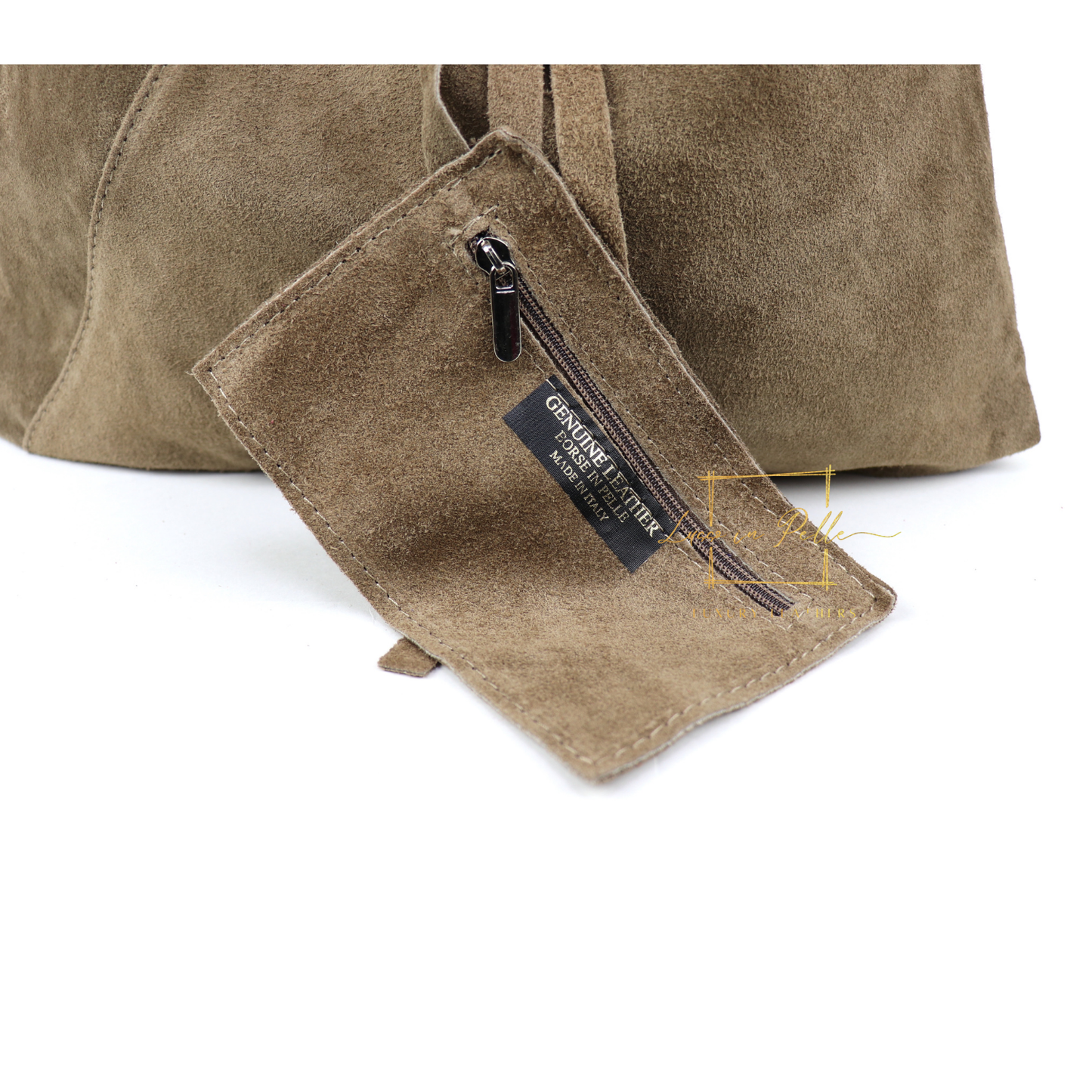 Milano Italian Suede Slouch Hobo Bag with Tan Leather Handle