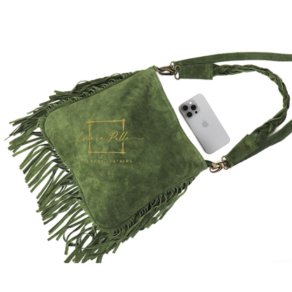 Marina Suede Shoulder & Crossbody Bag with Fringe