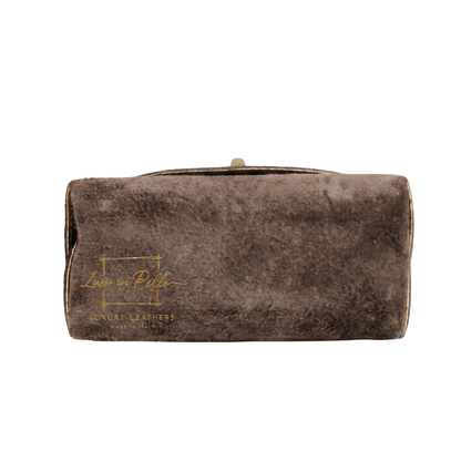 Genuine Suede Mini Top Handle Bag with Bamboo Twist Lock & Chain Strap
