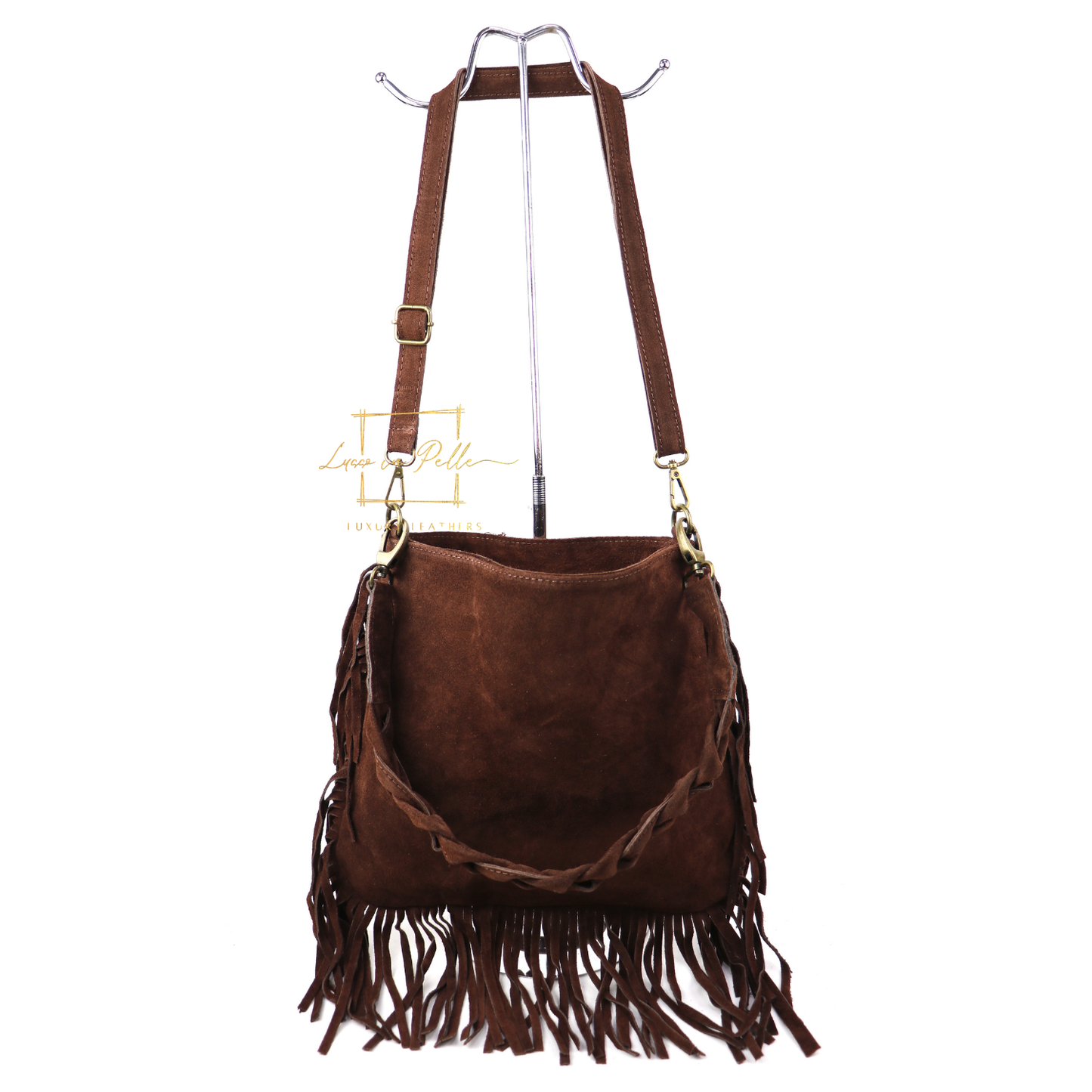 Marina Suede Shoulder & Crossbody Bag with Fringe