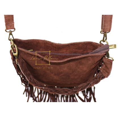 Marina Suede Shoulder & Crossbody Bag with Fringe