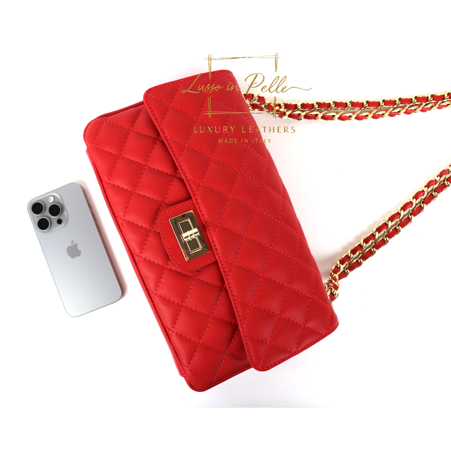 Large Quilted Italian Leather Handbag