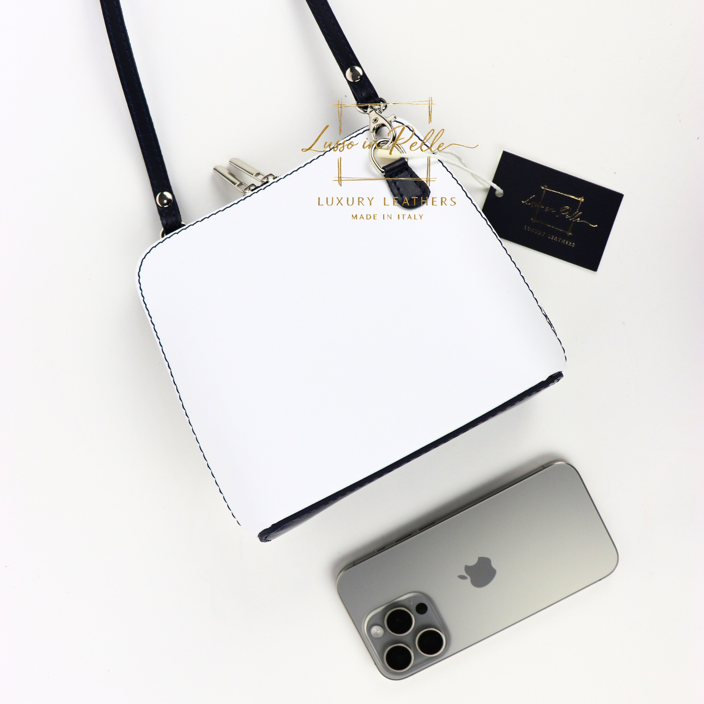 Ella Small Two-Tone Genuine Italian Leather Handbag with Detachable Straps