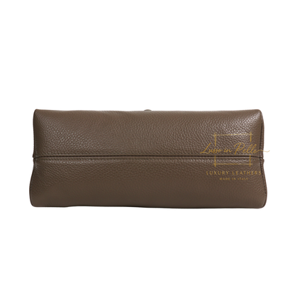 Genuine Suede & Leather Shoulder Bag with Croc Embossed Detail