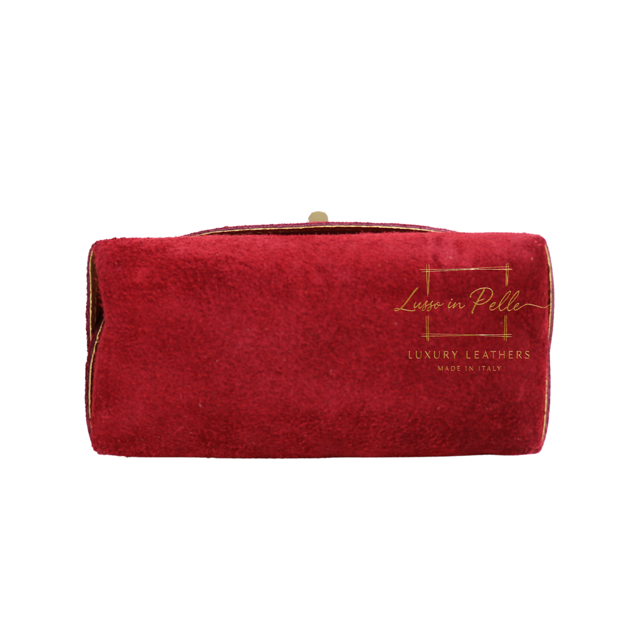 Genuine Suede Mini Top Handle Bag with Bamboo Twist Lock & Chain Strap