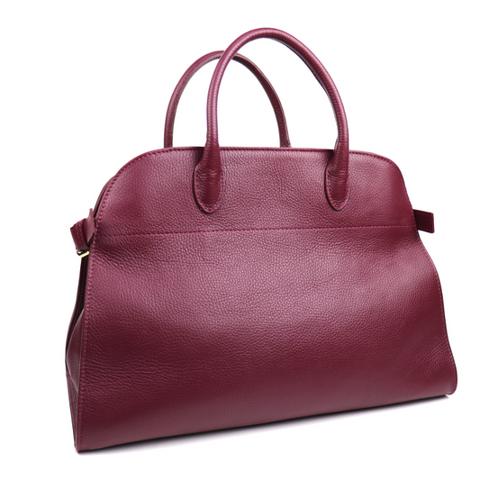 Large Buckled Leather Tote Bag - Lussoinpelle Suede Taupe Handbags