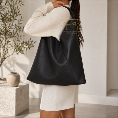 Genuine Leather Hobo Shoulder Bag with Matching Coin Pouch