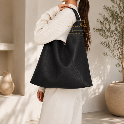 Genuine Leather Hobo Shoulder Bag with Matching Coin Pouch