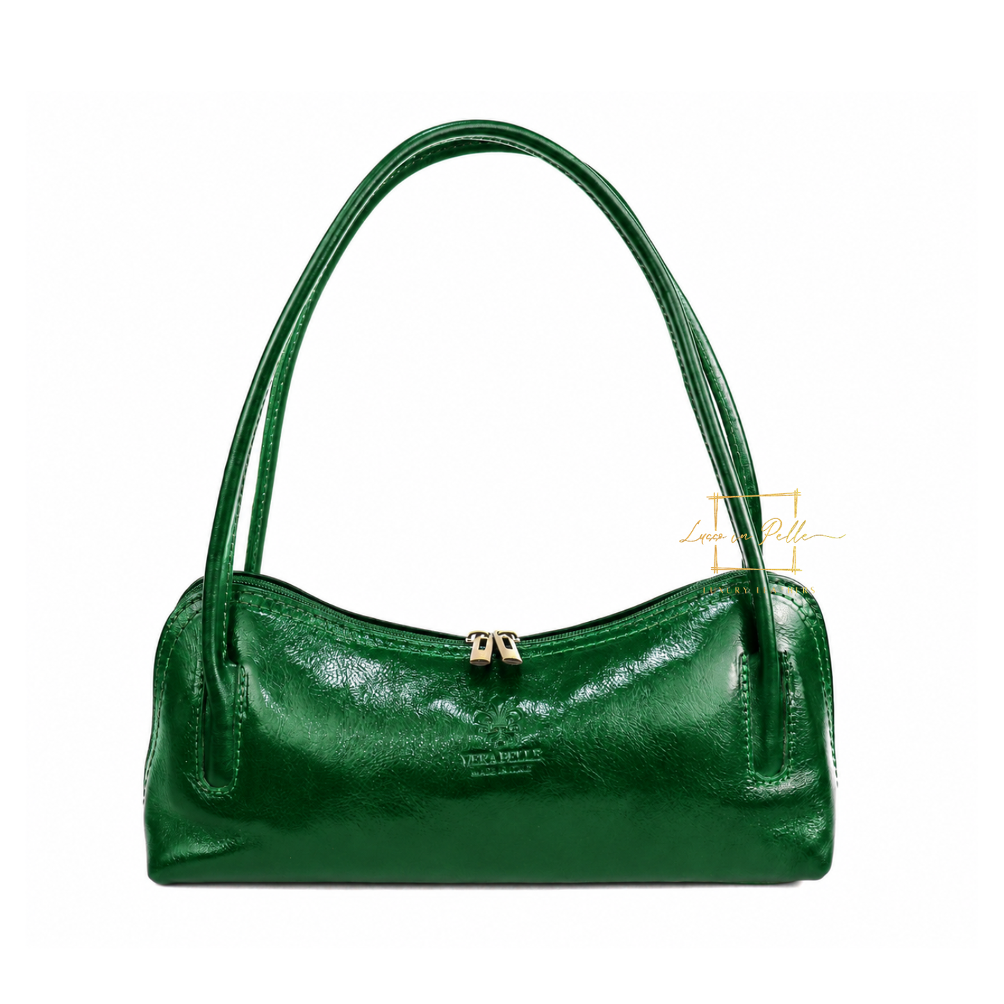 Buffered Leather Elongated Structured Florence Shoulder Bag