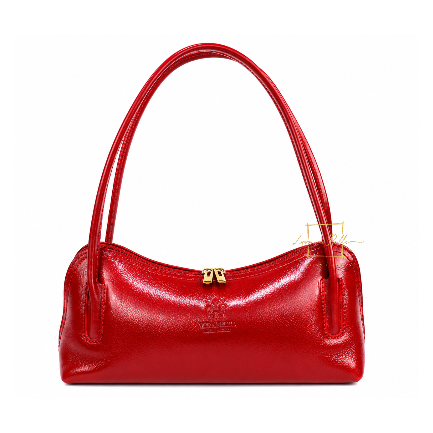 Buffered Leather Elongated Structured Florence Shoulder Bag