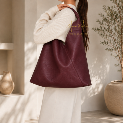 Genuine Leather Hobo Shoulder Bag with Matching Coin Pouch