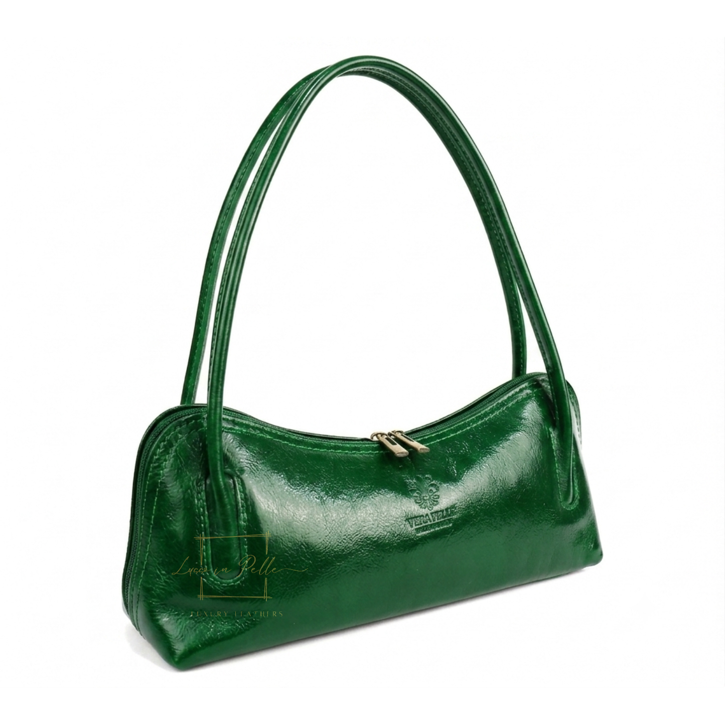 Buffered Leather Elongated Structured Florence Shoulder Bag