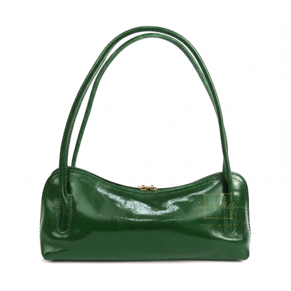 Buffered Leather Elongated Structured Florence Shoulder Bag
