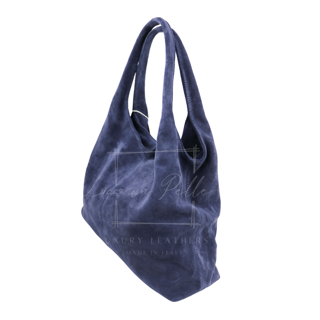 Double Handle Large Suede Shoulder Bag
