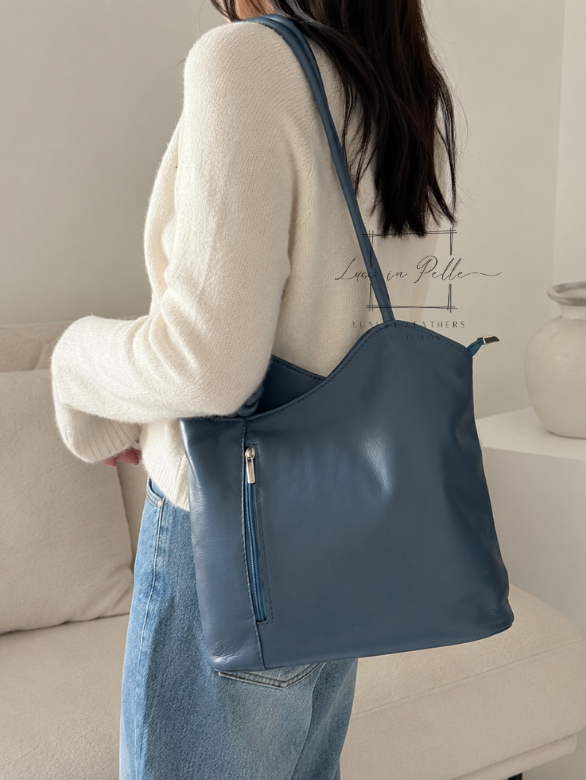 Nappa Leather Convertible Shoulder Bag & Backpack