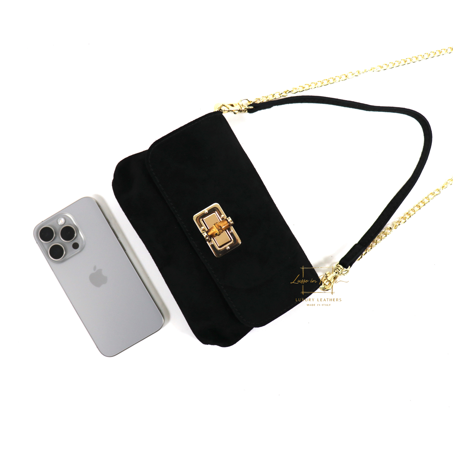 Small Suede Timeless Chic Italian Suede Clutch/Shoulder/Crossbody Bag