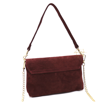 Small Suede Timeless Chic Italian Suede Clutch/Shoulder/Crossbody Bag