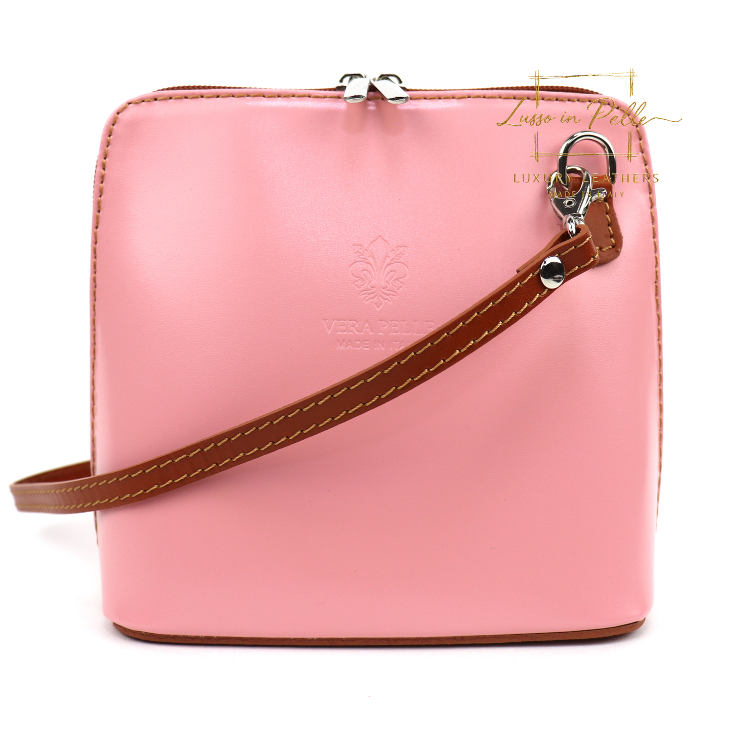 Ella Small Two-Tone Genuine Italian Leather Handbag with Detachable Straps