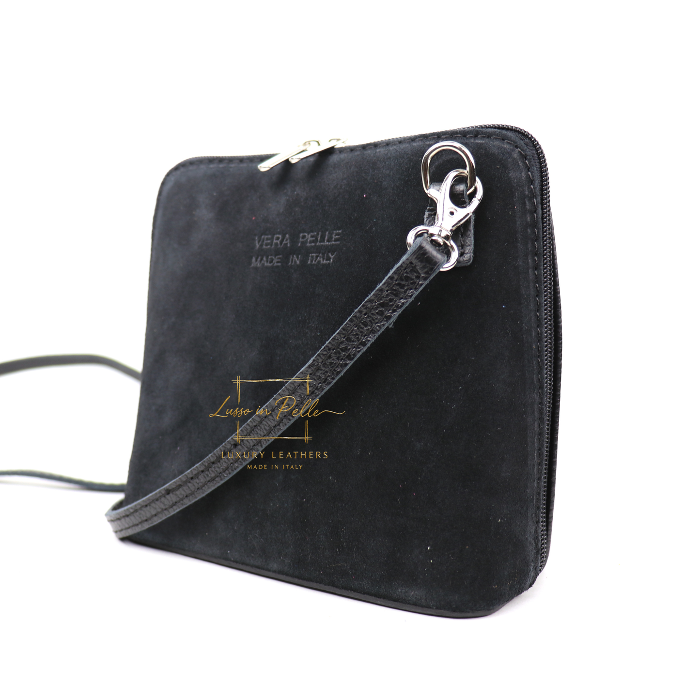 Ella Small Suede Front Grain Leather Handbag with Detachable Straps