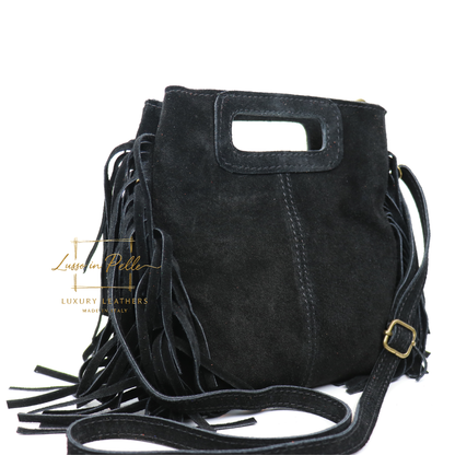 Suede Boho Tassel Crossbody Bag with Adjustable Detachable Straps