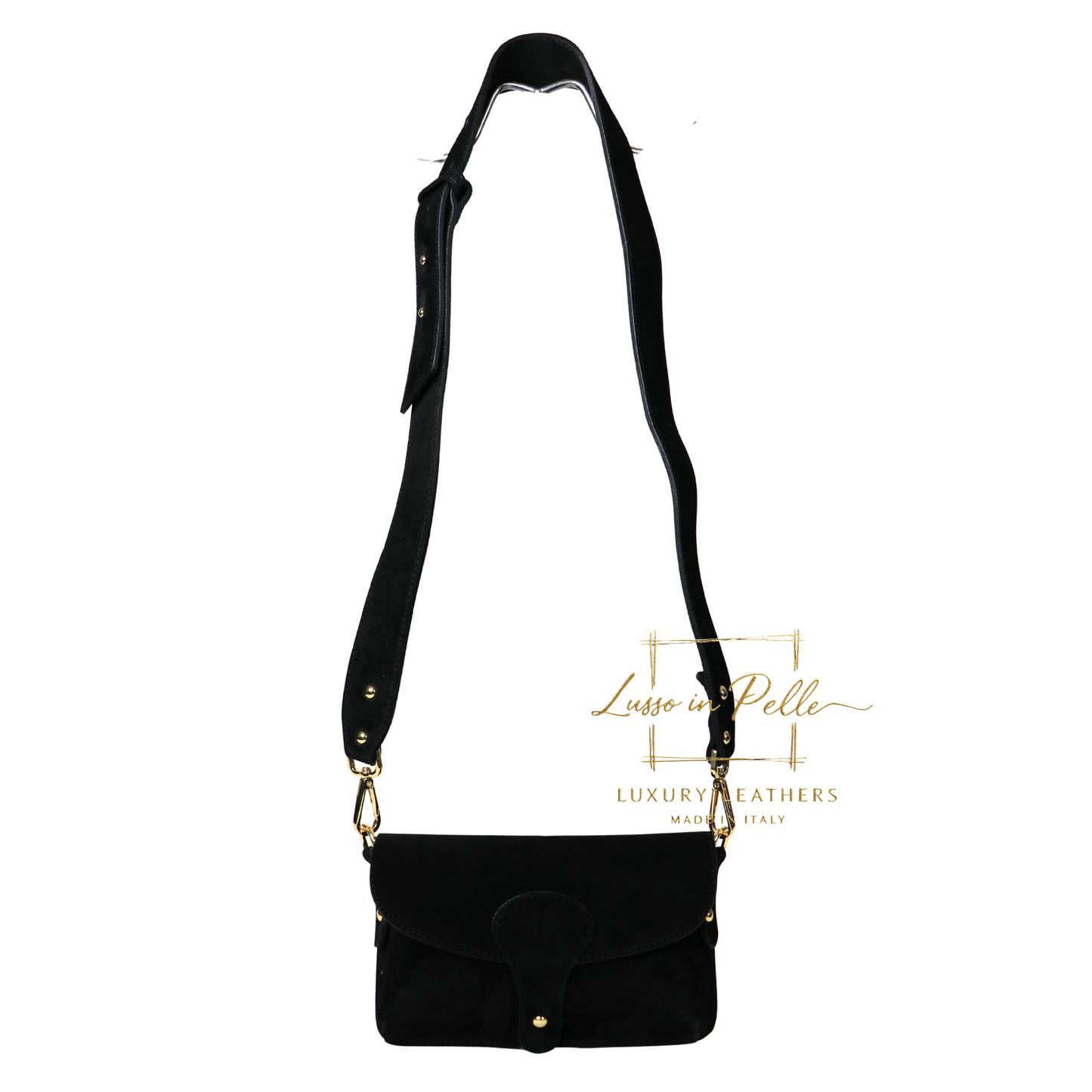 Small Suede Crossbody Bag with Wide Adjustable Strap