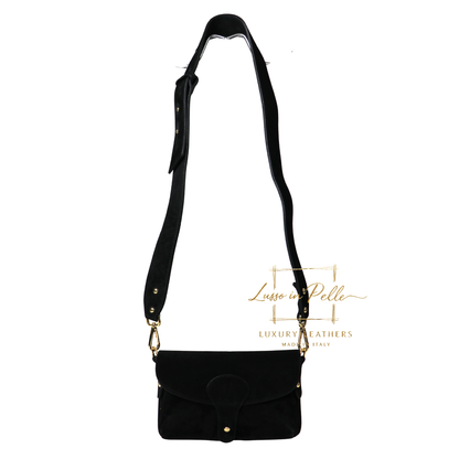 Small Suede Crossbody Bag with Wide Adjustable Strap