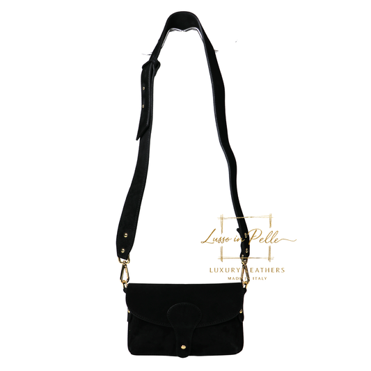 Small Suede Crossbody Bag with Wide Adjustable Strap