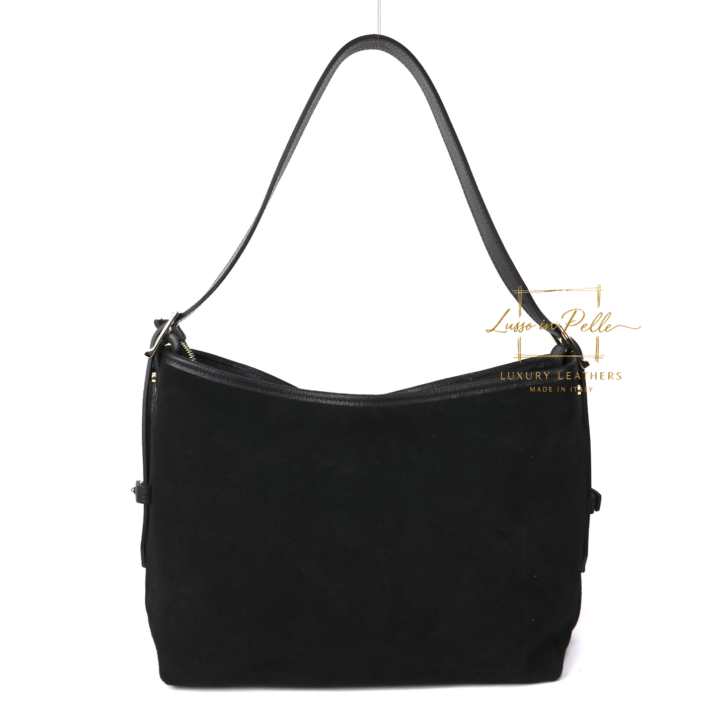 Medium Suede Handbag with Adjustable Leather Straps