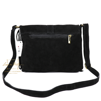 Fringe Suede Crossbody Bag with Adjustable Straps