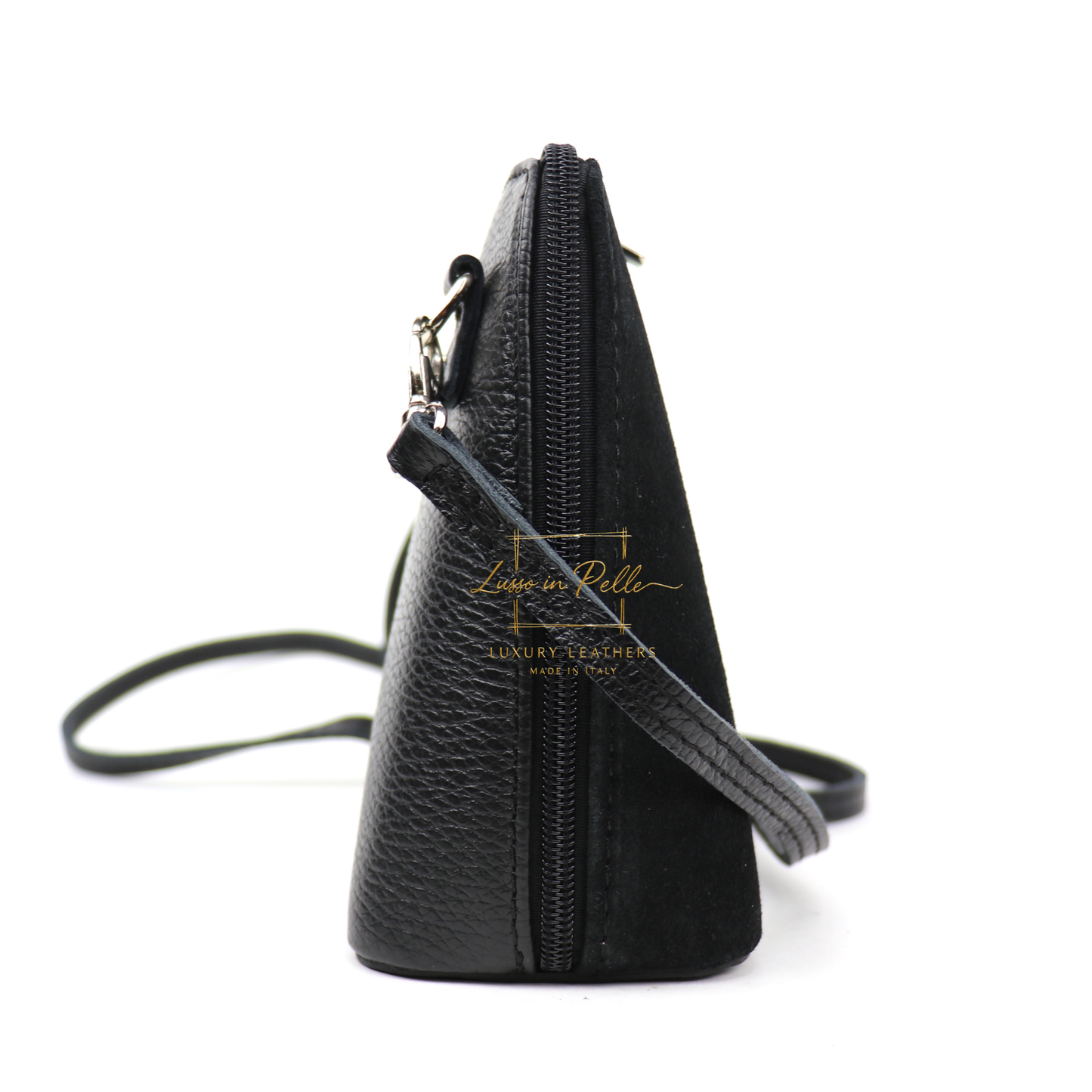 Ella Small Suede Front Grain Leather Handbag with Detachable Straps