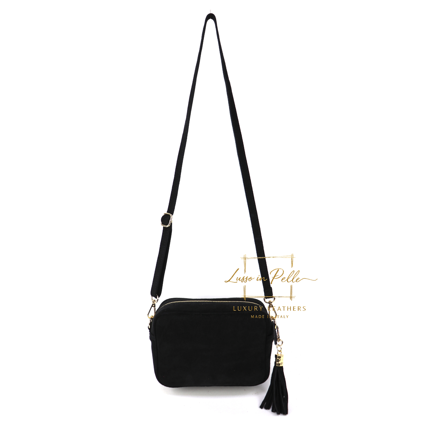 Suede Box Bag with Gold Hardware and Adjustable & Detachable Straps