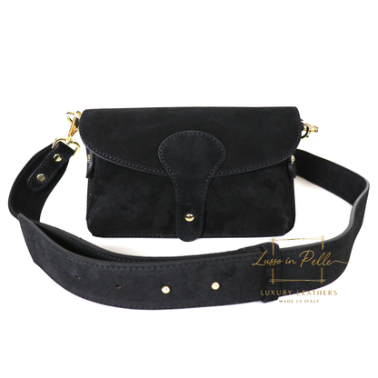 Small Suede Crossbody Bag with Wide Adjustable Strap