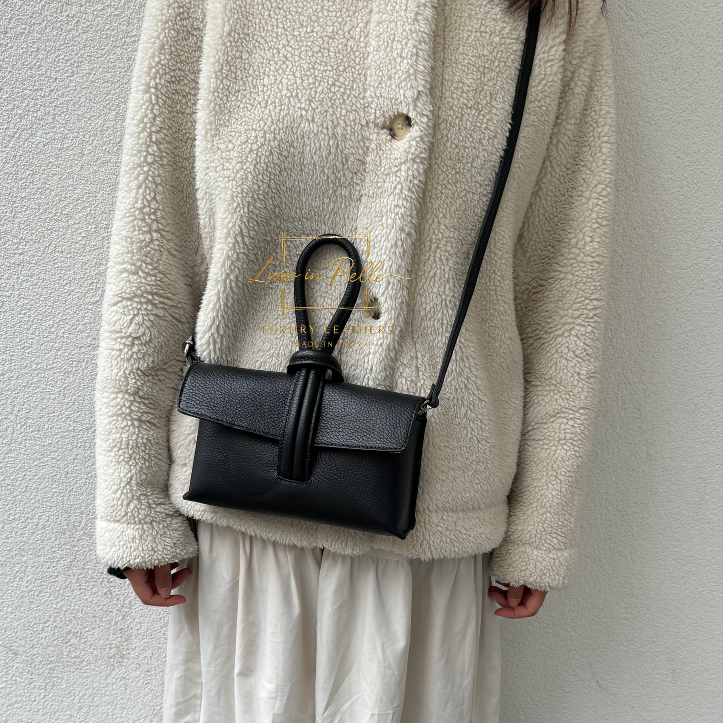 Rose Italian Versatile Leather Bag - Wrist Bag - Clutch Bag