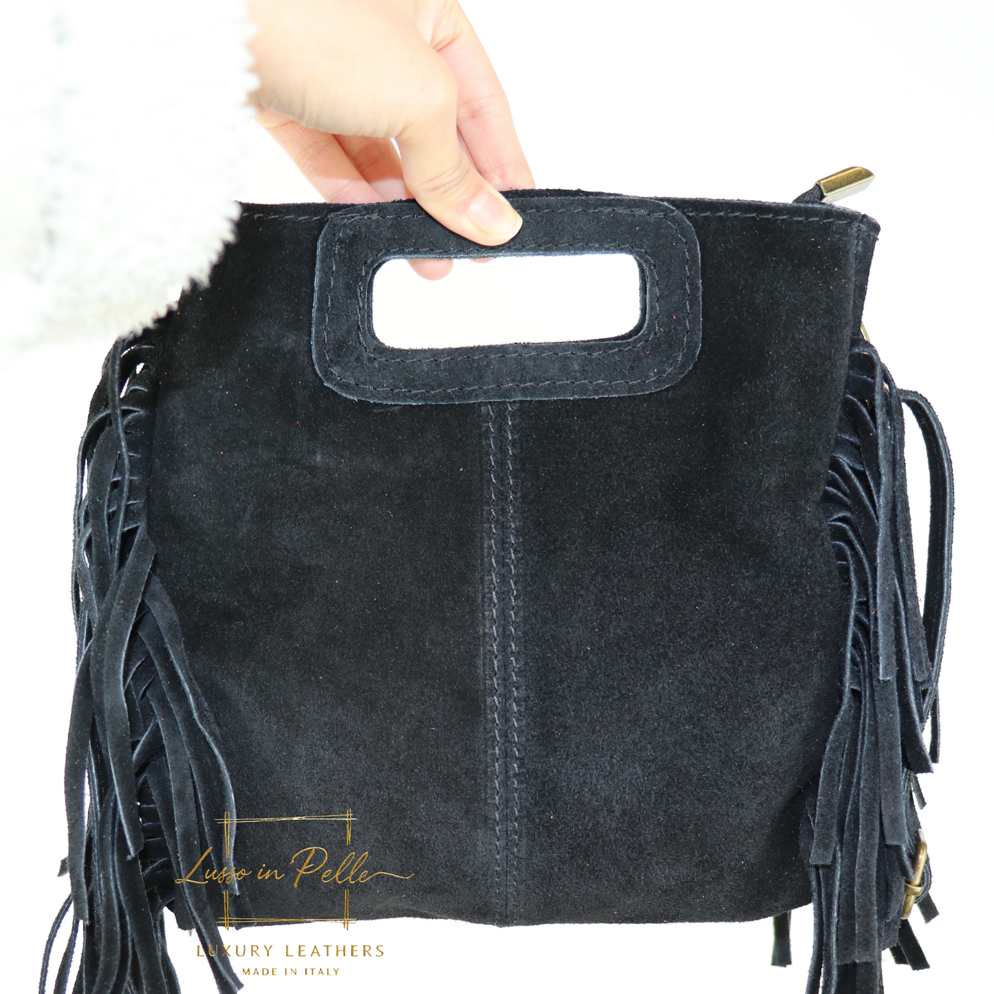 Suede Boho Tassel Crossbody Bag with Adjustable Detachable Straps