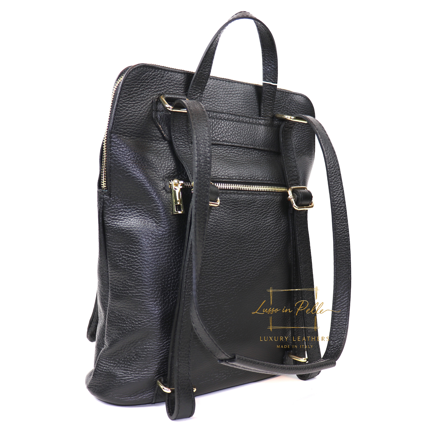 Large Versatile Italian Pebbled Leather Backpack & Crossbody Bag