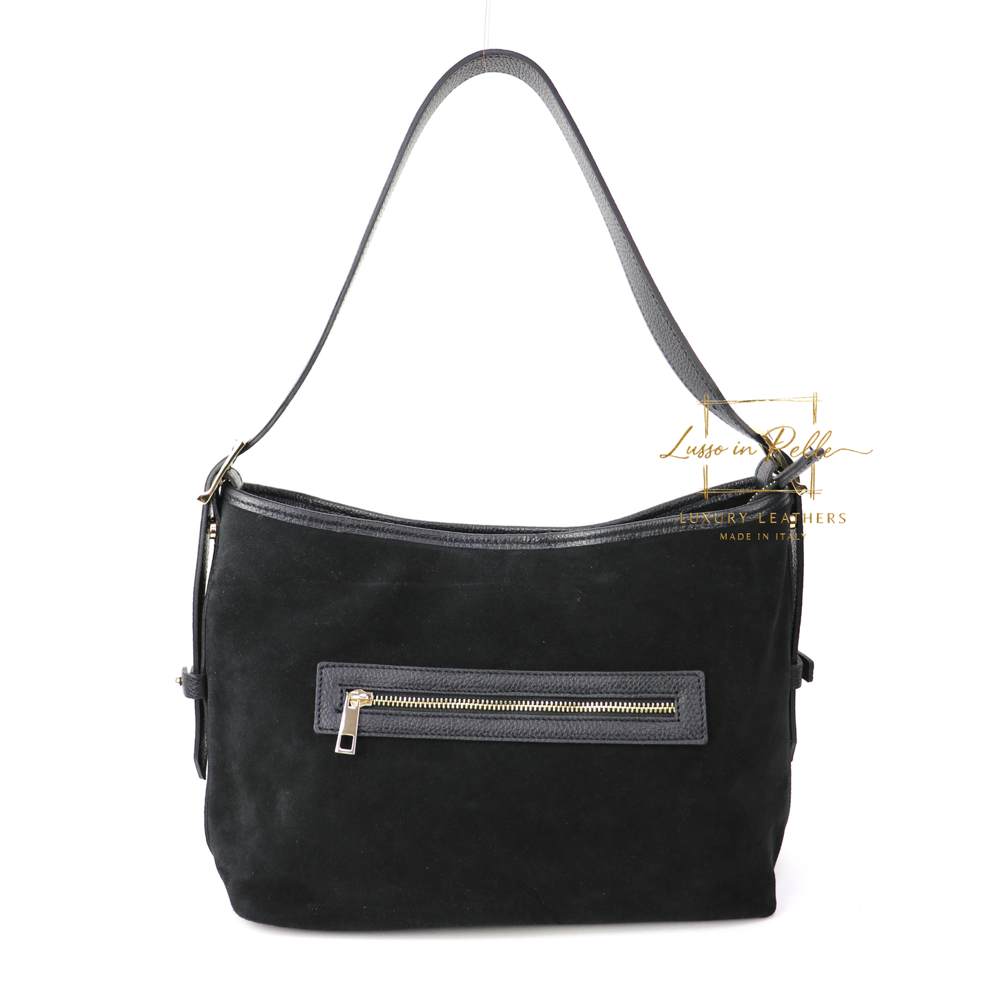 Medium Suede Handbag with Adjustable Leather Straps