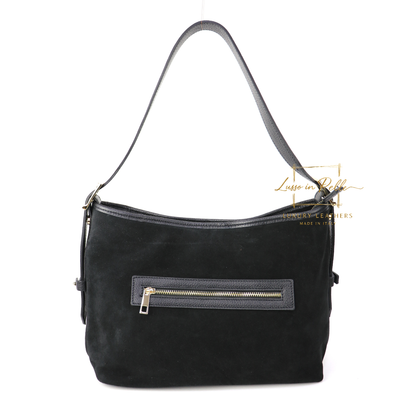 Medium Suede Handbag with Adjustable Leather Straps