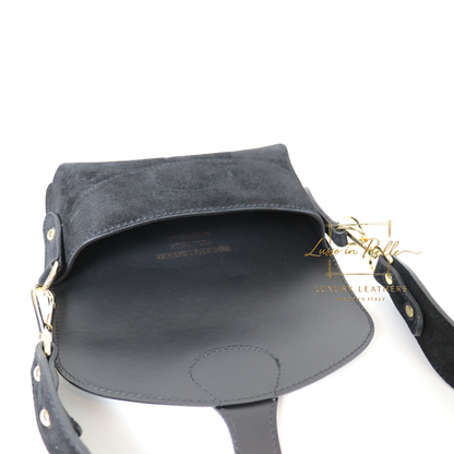Small Suede Crossbody Bag with Wide Adjustable Strap