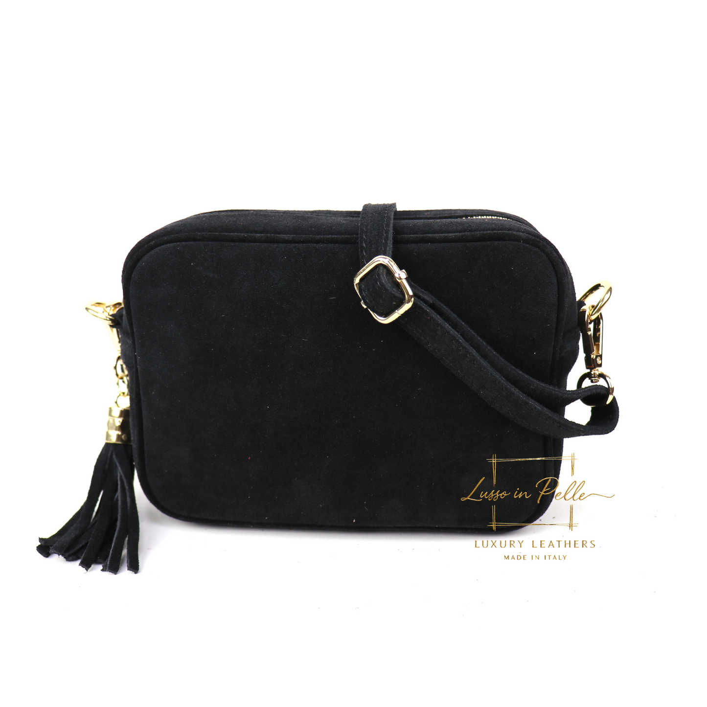 Suede Box Bag with Gold Hardware and Adjustable & Detachable Straps